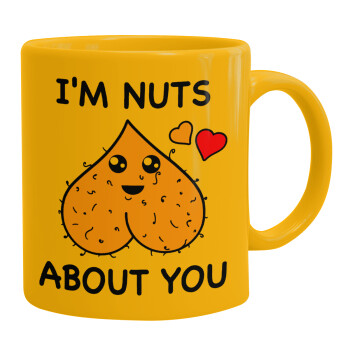 I'm Nuts About You, Ceramic coffee mug yellow, 330ml