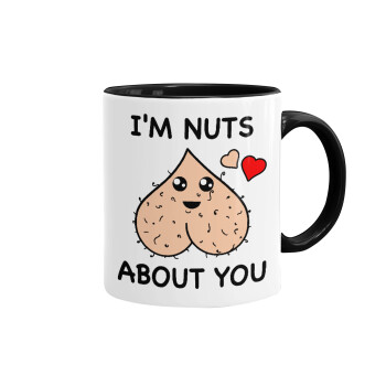 I'm Nuts About You, Κούπα χρωματιστή μαύρη, κεραμική, 330ml