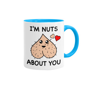 I'm Nuts About You, Κούπα χρωματιστή γαλάζια, κεραμική, 330ml
