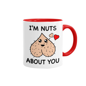 I'm Nuts About You, Κούπα χρωματιστή κόκκινη, κεραμική, 330ml