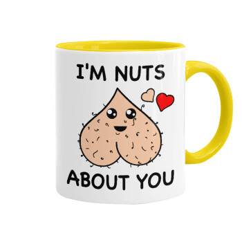 I'm Nuts About You, Κούπα χρωματιστή κίτρινη, κεραμική, 330ml