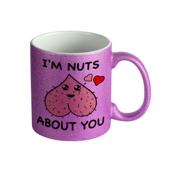 I'm Nuts About You, Κούπα Μωβ Glitter που γυαλίζει, κεραμική, 330ml