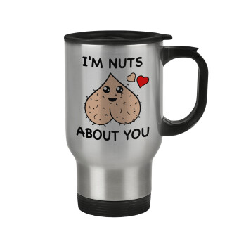 I'm Nuts About You, Stainless steel travel mug with lid, double wall 450ml