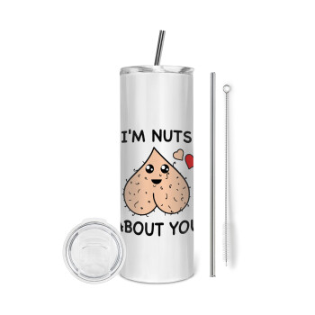I'm Nuts About You, Tumbler stainless steel 600ml, with metal straw & cleaning brush