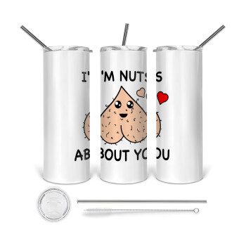 I'm Nuts About You, Tumbler stainless steel 600ml, with metal straw & cleaning brush