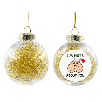 I'm Nuts About You, Transparent Christmas tree ball ornament with gold filling 8cm