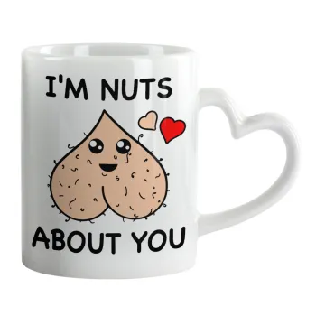 I'm Nuts About You, Mug heart handle, ceramic, 330ml