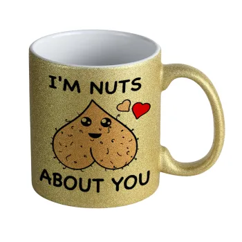 I'm Nuts About You, Κούπα Χρυσή Glitter που γυαλίζει, κεραμική, 330ml