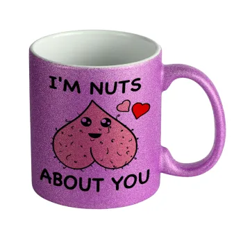 I'm Nuts About You, Κούπα Μωβ Glitter που γυαλίζει, κεραμική, 330ml