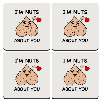 I'm Nuts About You, ΣΕΤ 4 Σουβέρ ξύλινα τετράγωνα (9cm)