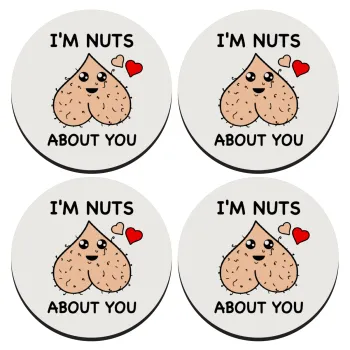 I'm Nuts About You, ΣΕΤ 4 Σουβέρ ξύλινα στρογγυλά (9cm)
