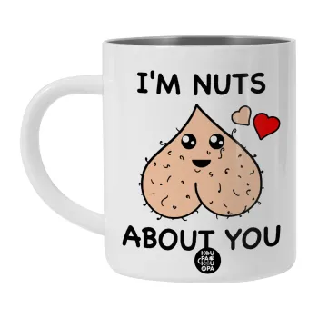 I'm Nuts About You, Λευκή Ανοξείδωτη Μεταλλική Κούπα 450ml - Διπλού Τοιχώματος 