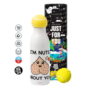 I'm Nuts About You, Μπάλα τένις μεταλλικό παγούρι θερμός, διπλού τοιχώματος, 550ml