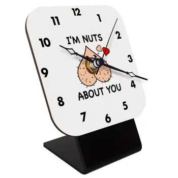 I'm Nuts About You, Quartz Wooden table clock with hands (10cm)