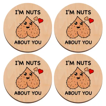 I'm Nuts About You, ΣΕΤ x4 Σουβέρ ξύλινα στρογγυλά plywood (9cm)