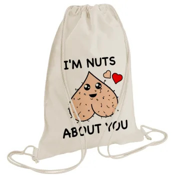 I'm Nuts About You, Backpack bag GYMBAG natural (28x40cm)