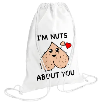I'm Nuts About You, Backpack pouch GYMBAG white (28x40cm)