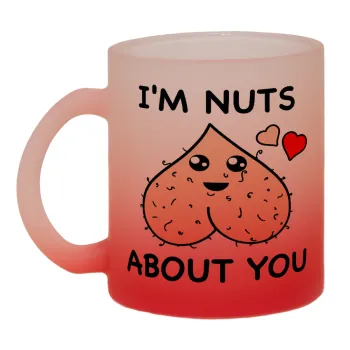 I'm Nuts About You, Κούπα γυάλινη δίχρωμη με βάση το κόκκινο ματ, 330ml
