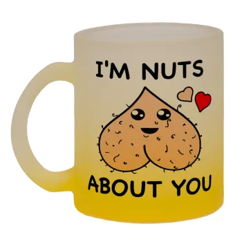 I'm Nuts About You, Κούπα γυάλινη δίχρωμη με βάση το κίτρινο ματ, 330ml
