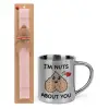 Easter Set, metallic thermal cup (300ml) & aromatic flat Easter candle (30cm) (PINK)