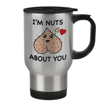 I'm Nuts About You, Stainless steel travel mug with lid, double wall 450ml