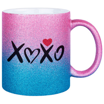 xoxo, Κούπα Χρυσή/Μπλε Glitter, κεραμική, 330ml