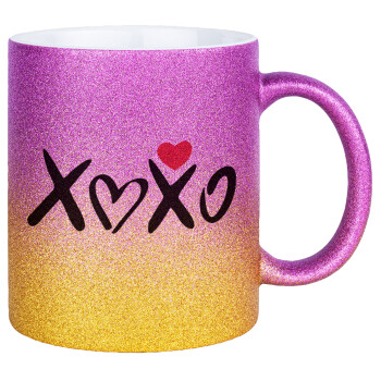 xoxo, Κούπα Χρυσή/Ροζ Glitter, κεραμική, 330ml