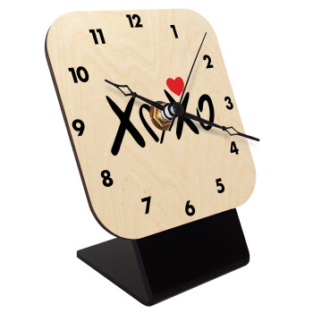 xoxo, Quartz Table clock in natural wood (10cm)