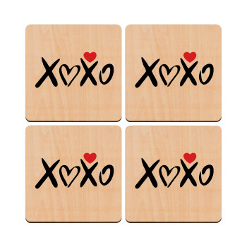 xoxo, ΣΕΤ x4 Σουβέρ ξύλινα τετράγωνα plywood (9cm)