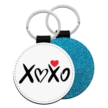 xoxo, Μπρελόκ Δερματίνη, στρογγυλό ΜΠΛΕ (5cm)