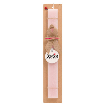 xoxo, Easter Set, wooden keychain & scented flat Easter candle (30cm) (PINK)