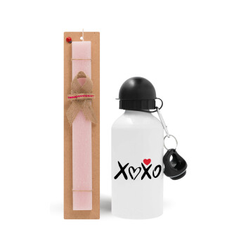 xoxo, Easter Set, metallic aluminum bottle (500ml) & aromatic flat Easter candle (30cm) (PINK)
