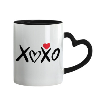 xoxo, Mug heart black handle, ceramic, 330ml