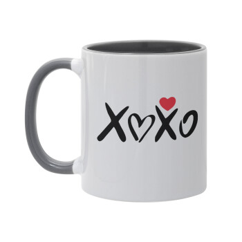 xoxo, Κούπα χρωματιστή γκρι, κεραμική, 330ml