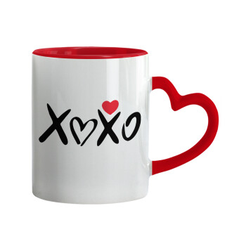 xoxo, Κούπα καρδιά χερούλι κόκκινη, κεραμική, 330ml