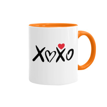 xoxo, Κούπα χρωματιστή πορτοκαλί, κεραμική, 330ml