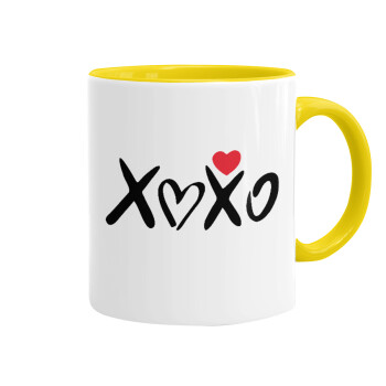 xoxo, Κούπα χρωματιστή κίτρινη, κεραμική, 330ml