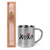 Easter Set, metallic thermal cup (300ml) & aromatic flat Easter candle (30cm) (PINK)