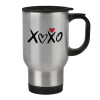 Stainless steel travel mug with lid, double wall 450ml