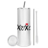 Tumbler stainless steel 600ml, with metal straw & cleaning brush