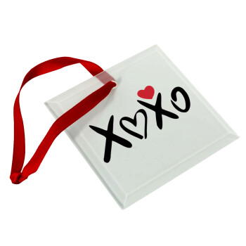 xoxo, Χριστουγεννιάτικο στολίδι γυάλινο τετράγωνο 9x9cm