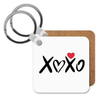 xoxo, Μπρελόκ Ξύλινο τετράγωνο MDF