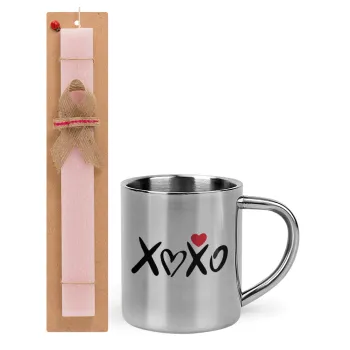 xoxo, Easter Set, metallic thermal cup (300ml) & aromatic flat Easter candle (30cm) (PINK)