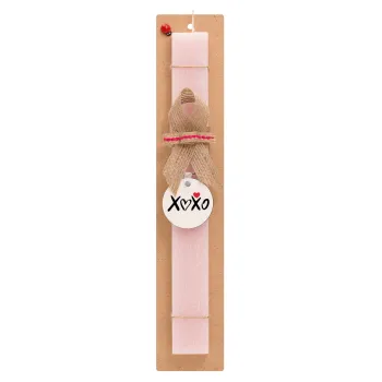 xoxo, Easter Set, wooden keychain & scented flat Easter candle (30cm) (PINK)