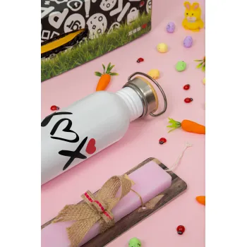 xoxo, Πασχαλινή Λαμπάδα με παγούρι μεταλλικό (620ml, stainless steel) & κερί αρωματικό πλακέ (30cm) (ΡΟΖ)