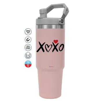 xoxo, Pink color, 890ml (30oz) stainless Steel Tumbler with Handle