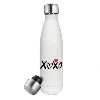 xoxo, Μεταλλικό παγούρι θερμός Λευκό (Stainless steel), διπλού τοιχώματος, 500ml