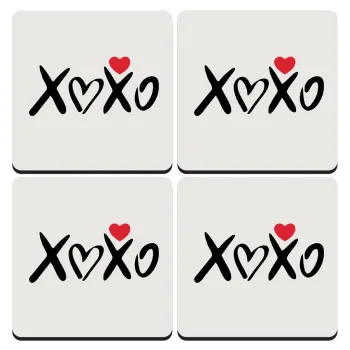 xoxo, ΣΕΤ 4 Σουβέρ ξύλινα τετράγωνα (9cm)