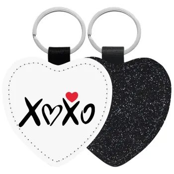 xoxo, Μπρελόκ PU δερμάτινο glitter καρδιά ΜΑΥΡΟ