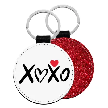 xoxo, Μπρελόκ Δερματίνη, στρογγυλό ΚΟΚΚΙΝΟ (5cm)